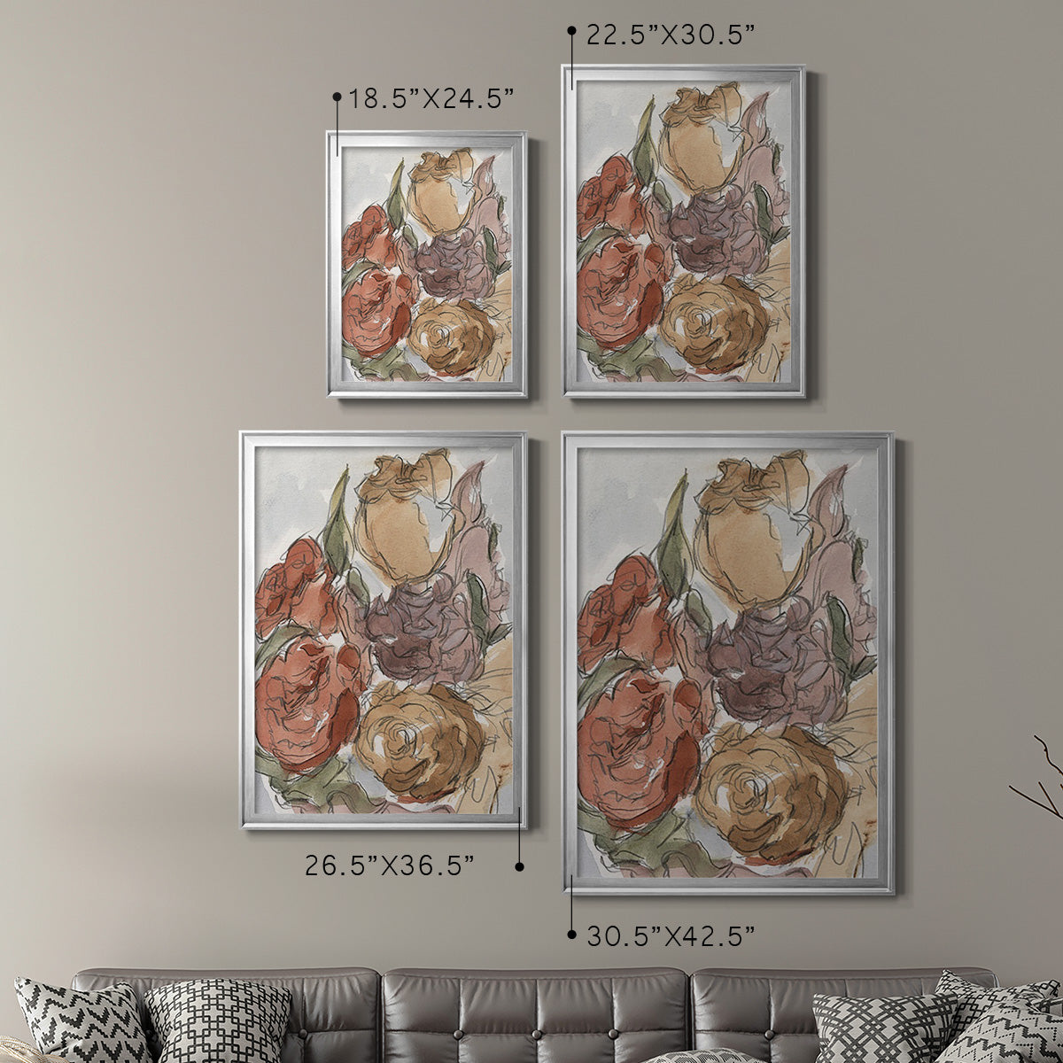Cropped Floral Arrangement II - Modern Framed Canvas Print