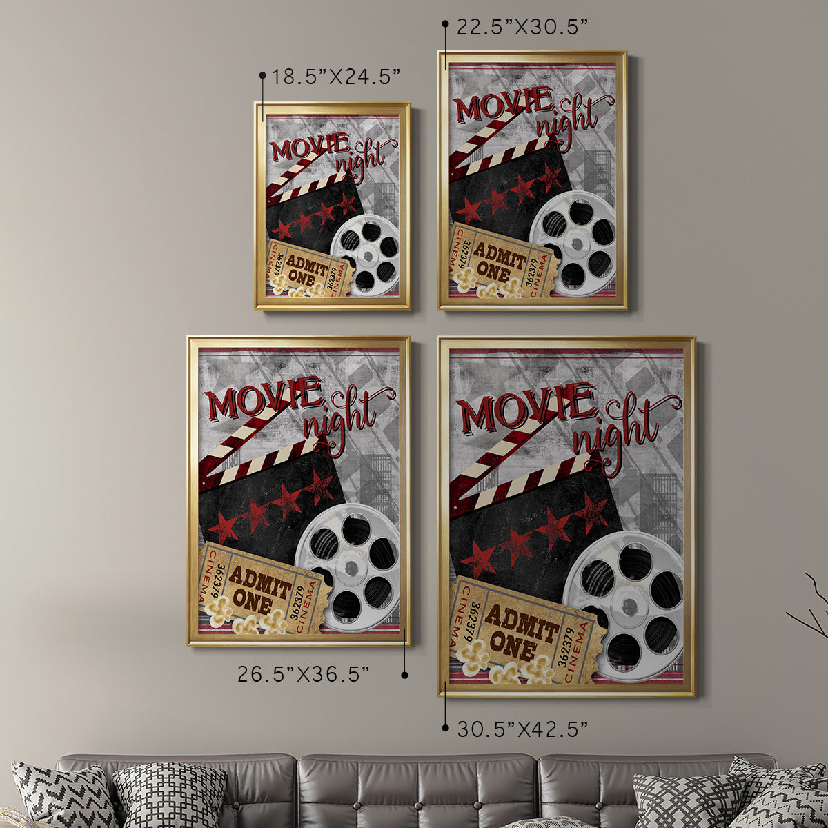 Movie Night II - Modern Framed Canvas Print