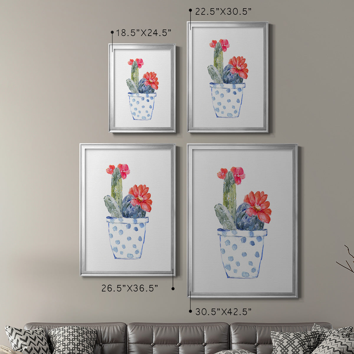 Cactus and Succulent Blooms II - Modern Framed Canvas Print