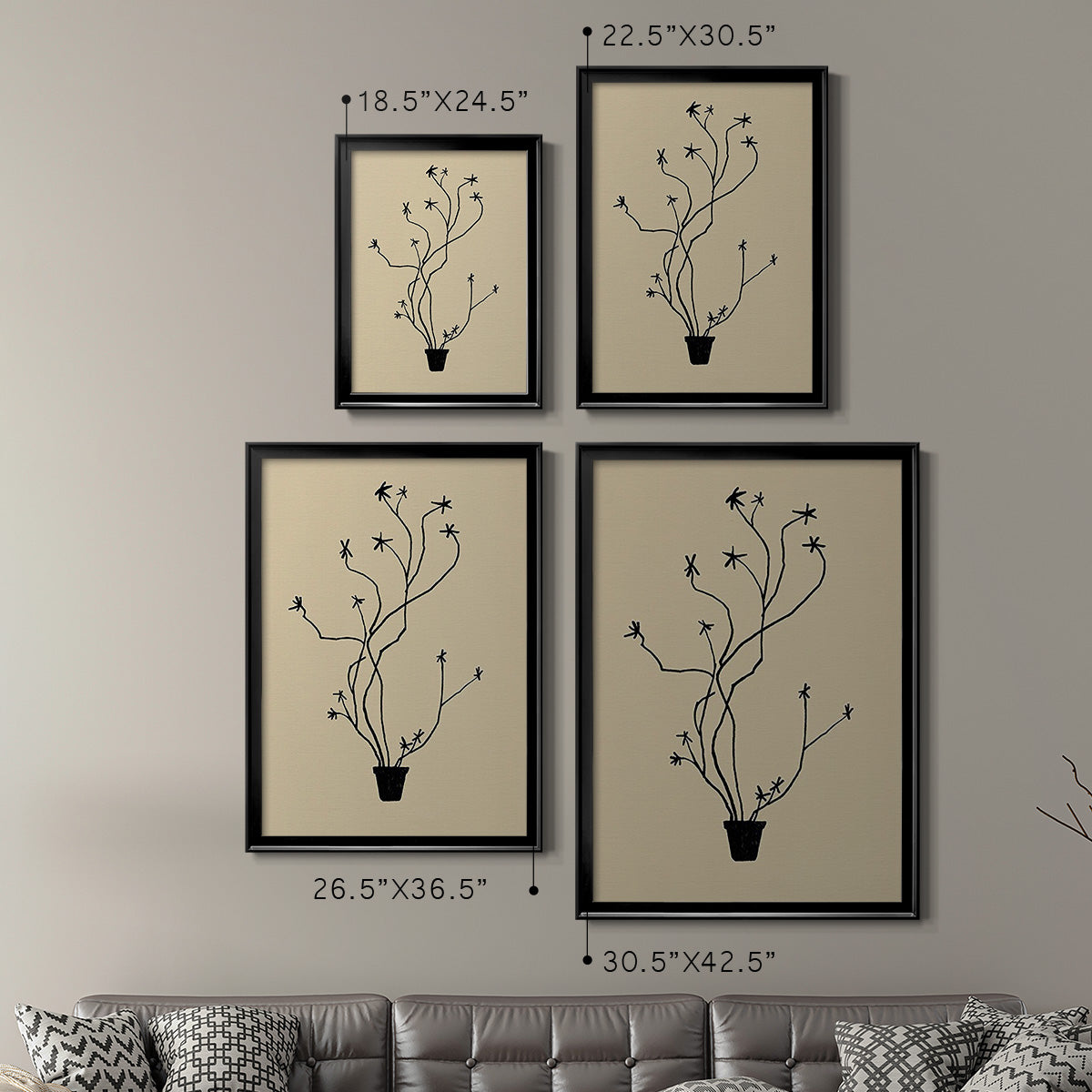 Spring Sprig Vase II - Modern Framed Canvas Print