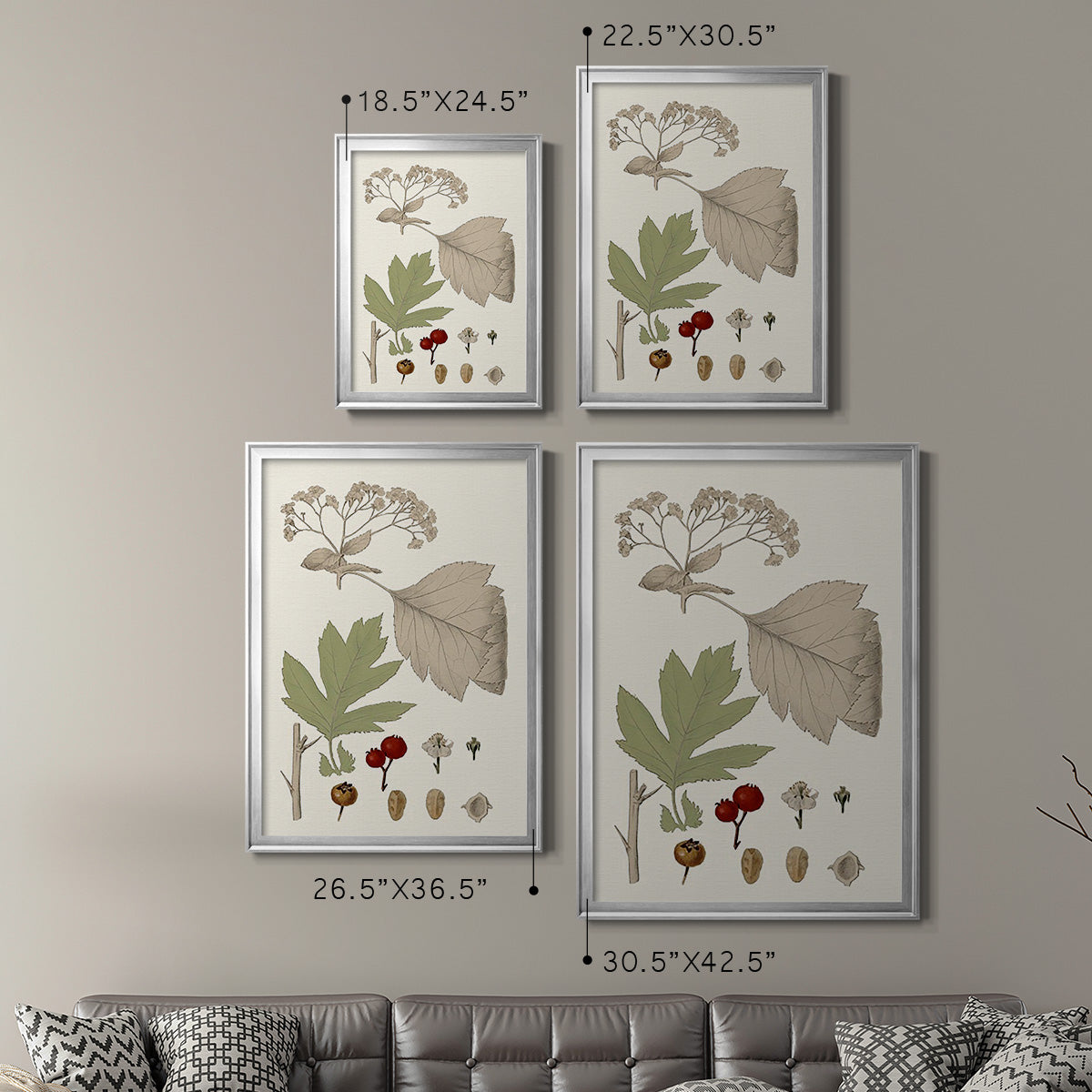 Leaves & Berries II - Modern Framed Canvas Print