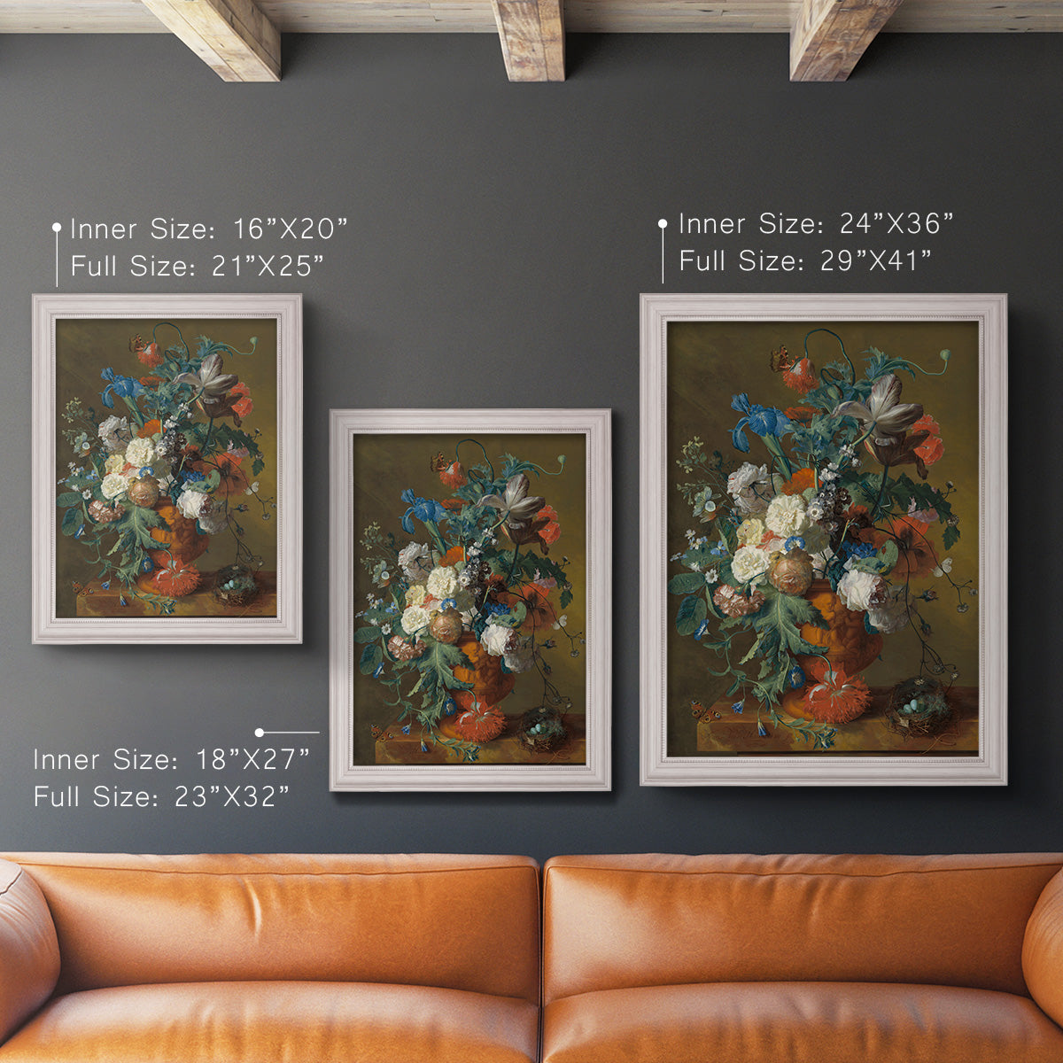 Flowers in an Urn - Ornate Framed Canvas Print