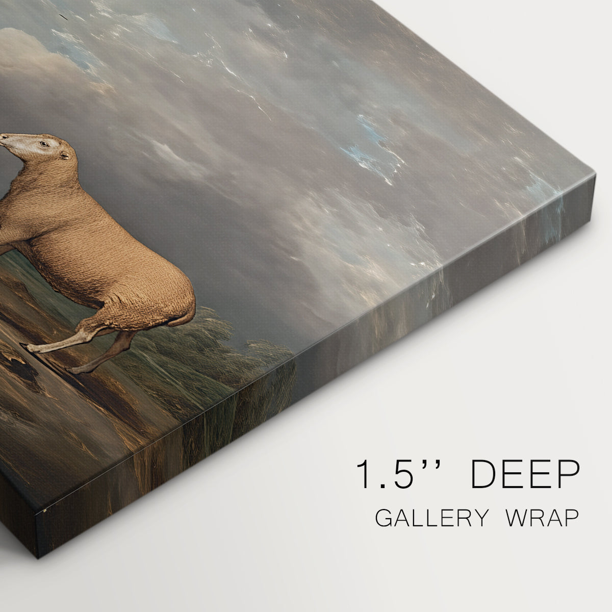 Canvas art print of a group of sheep standing together in open pasture, highlighting texture and gallery-wrapped edges