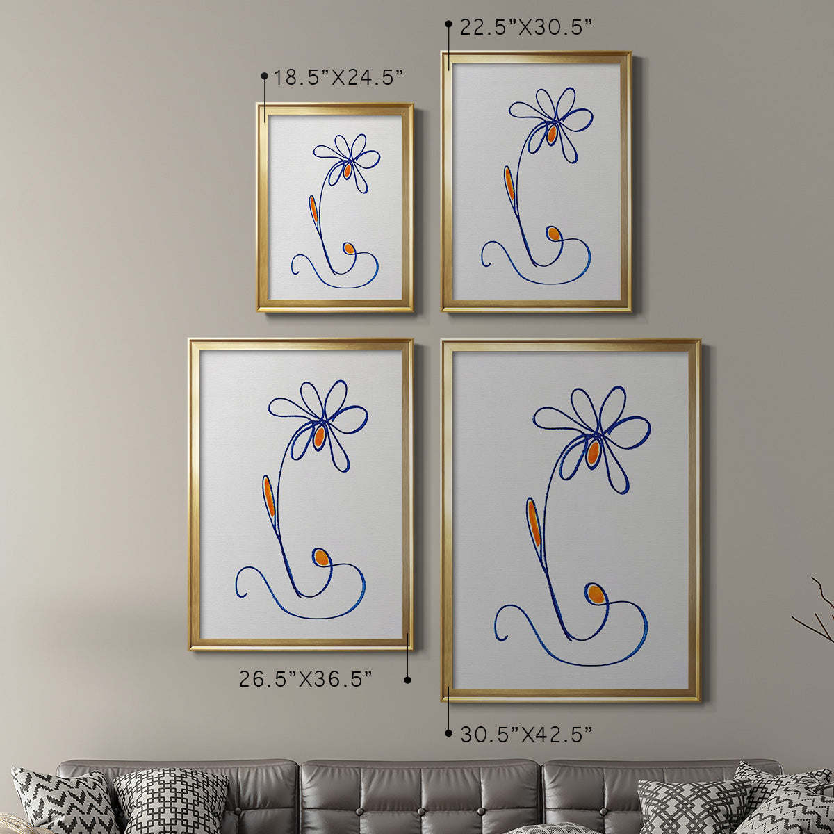 Wobbly Blooms II - Modern Framed Canvas Print