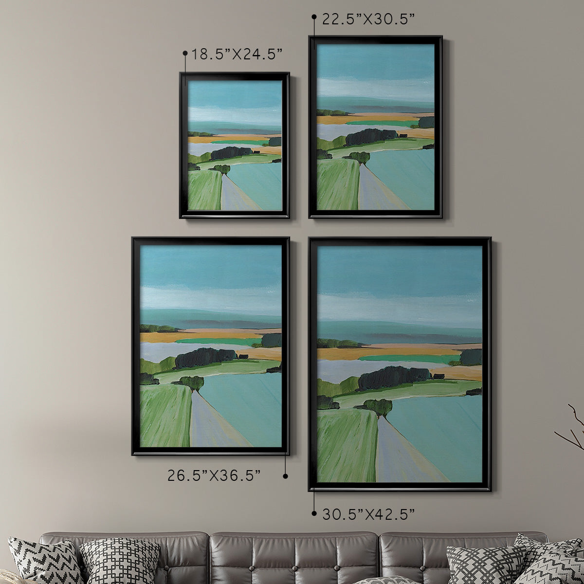 Bright Colored Countryside III - Modern Framed Canvas Print