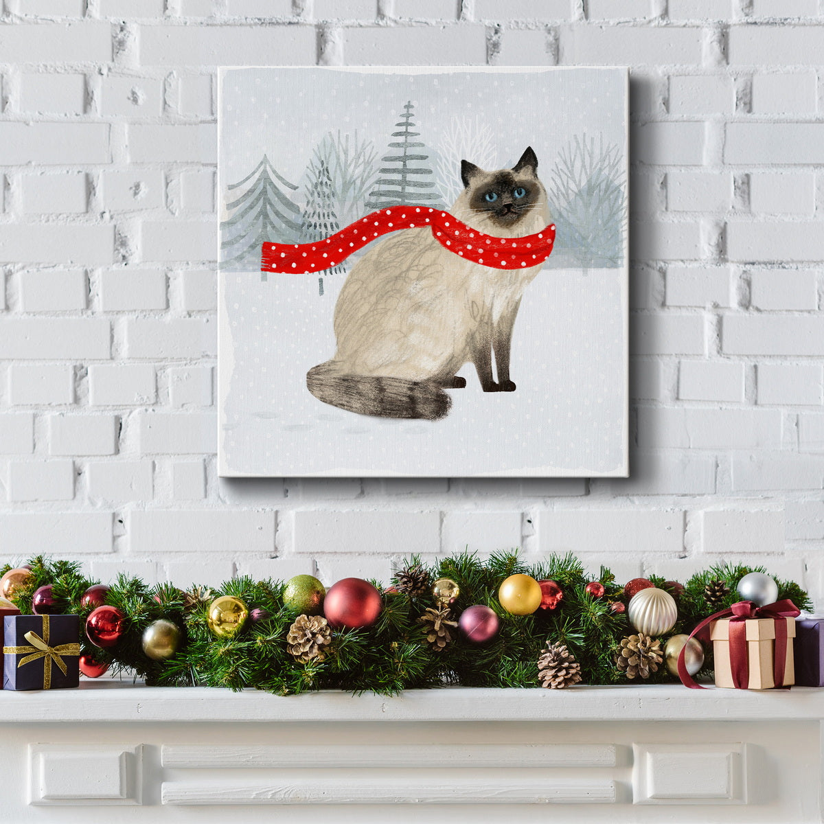 Christmas Cats and Dogs III-Premium Gallery Wrapped Canvas - Ready to Hang