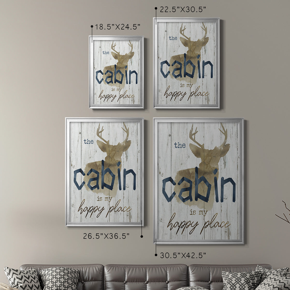 Happy Place Cabin - Modern Framed Canvas Print