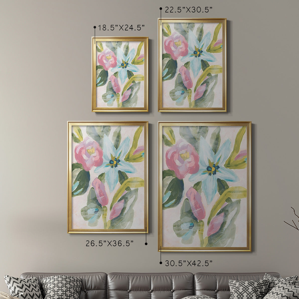 Floral Breeze Fresco  I - Modern Framed Canvas Print