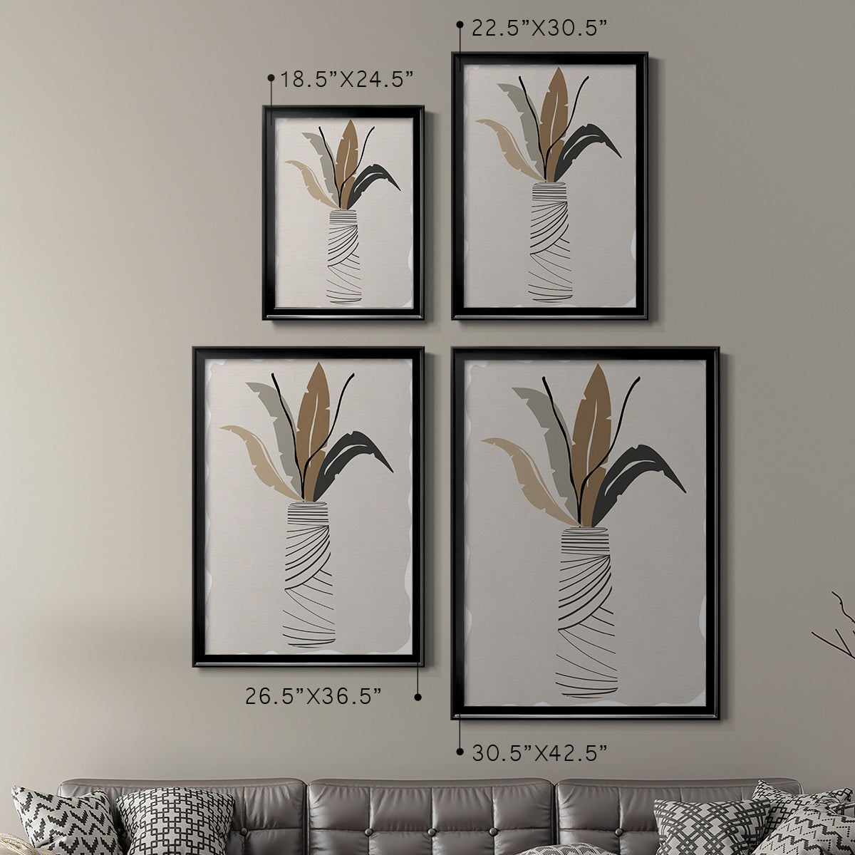 Palm Arrangement II - Modern Framed Canvas Print