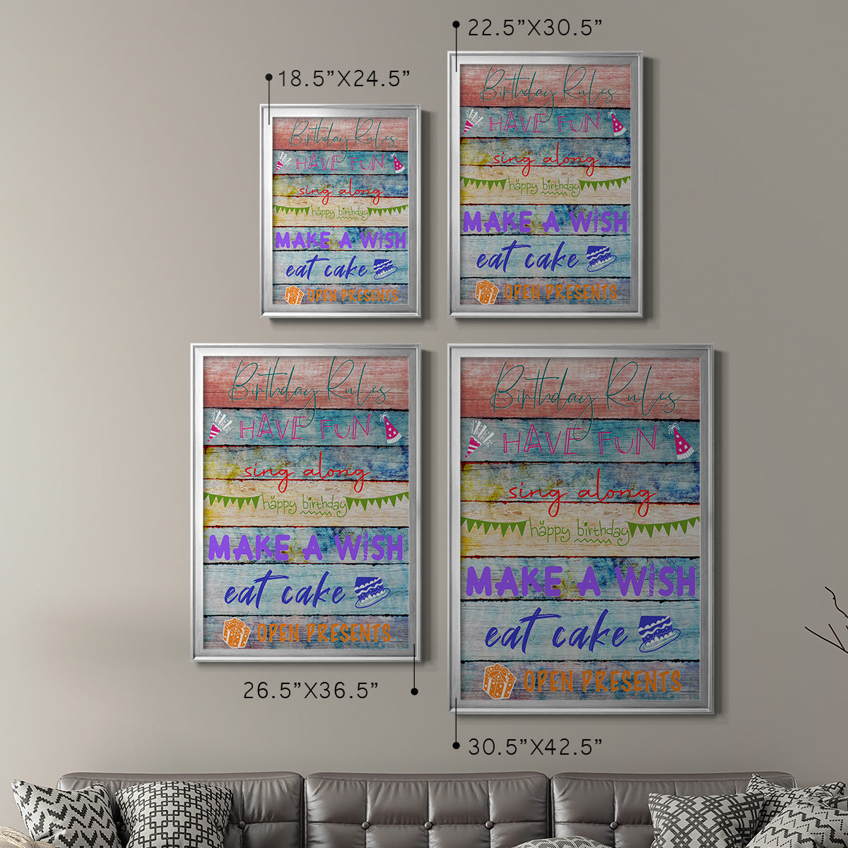 Birthday Rules - Modern Framed Canvas Print