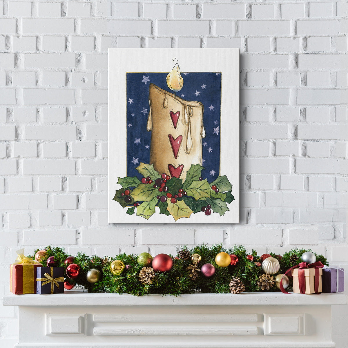 Christmas Candle Premium Gallery Wrapped Canvas - Ready to Hang