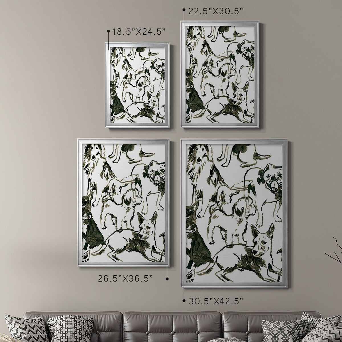Canine Collage I - Modern Framed Canvas Print