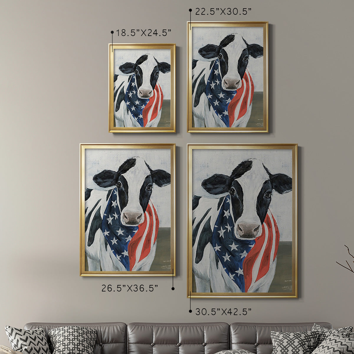 American Cow II - Modern Framed Canvas Print