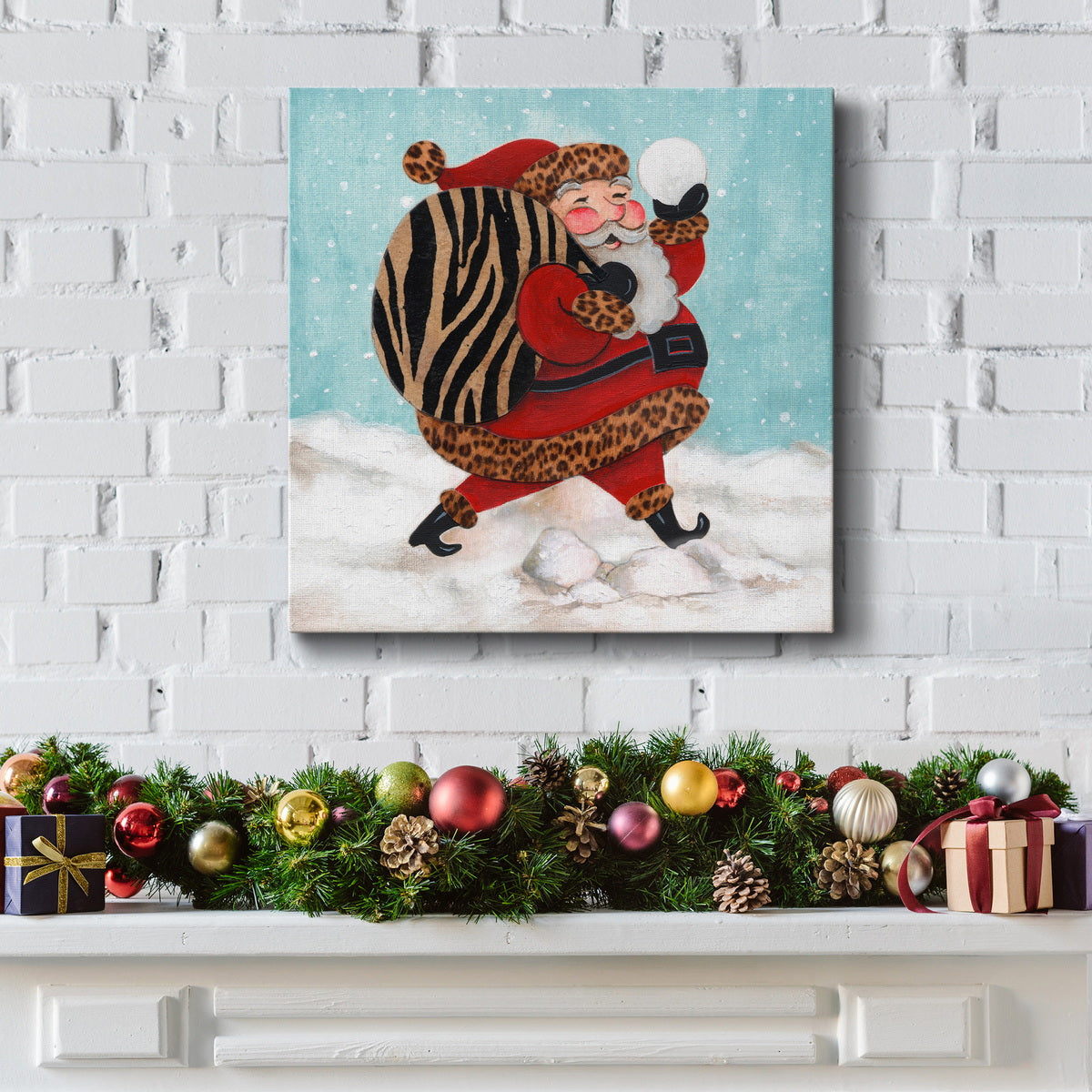 Santa And A Bay Of Toys-Premium Gallery Wrapped Canvas - Ready to Hang