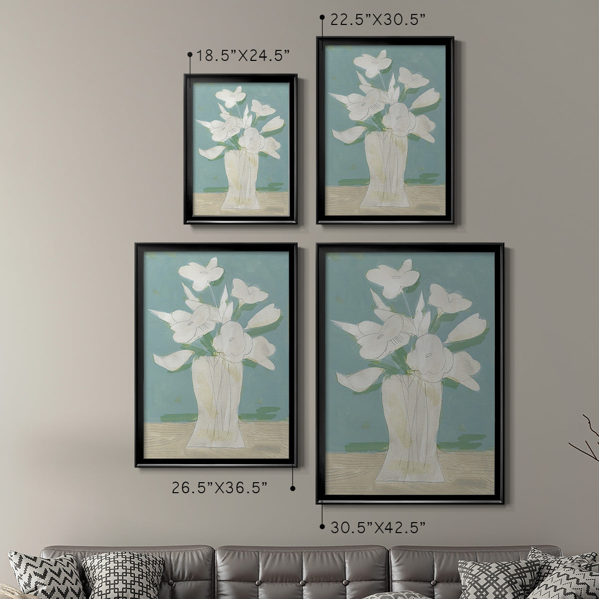 Muted Spring Arrangement I - Modern Framed Canvas Print