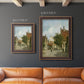 Rustic European street scene painting by Adriaan Eversen in an ornate bronzed mahogany wood frame shown in multiple vertical size options.