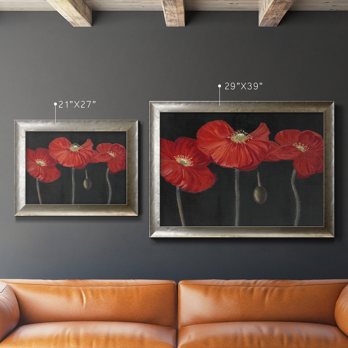 Poppy Trio I Premium Framed Canvas- Ready to Hang