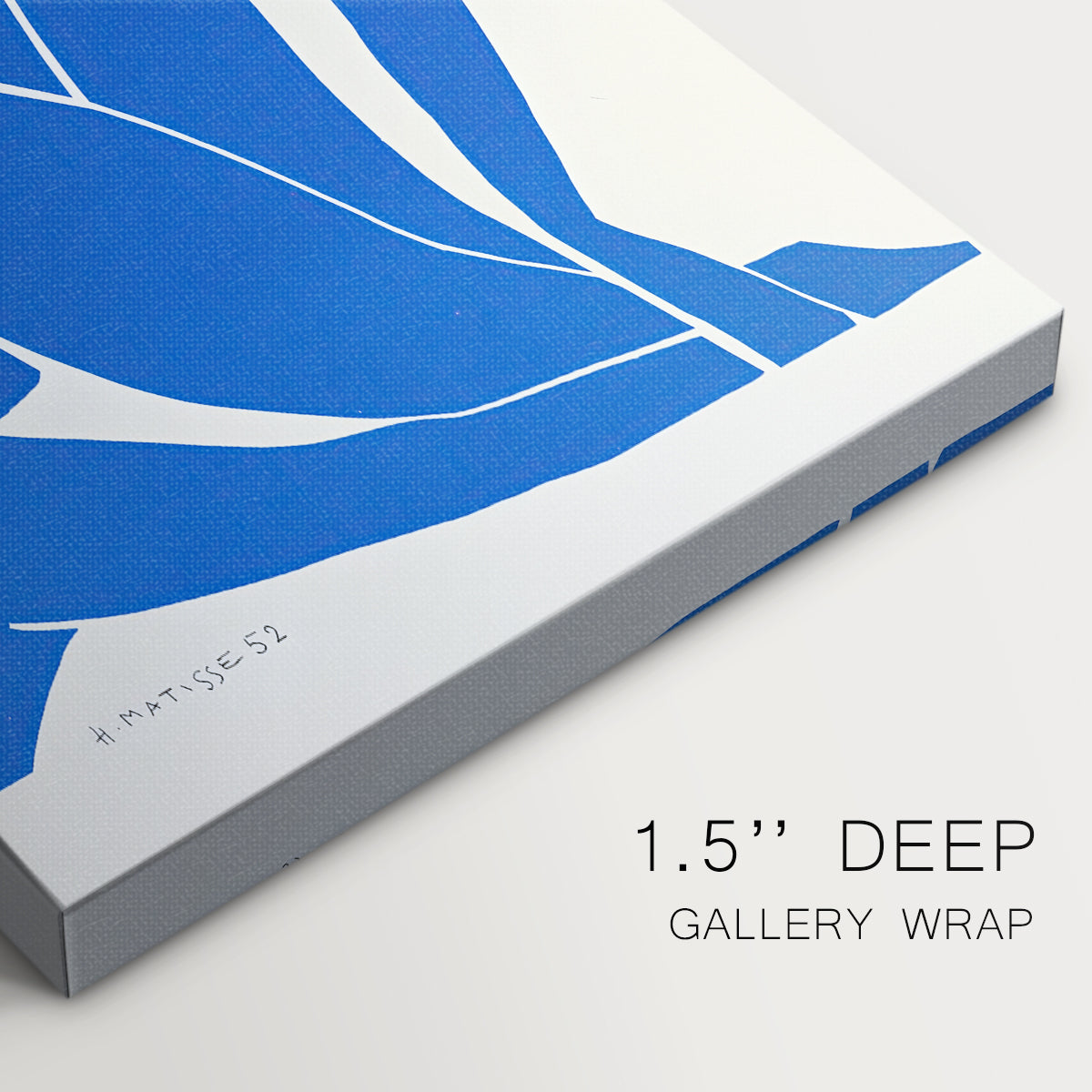 Close-up of a gallery-wrapped canvas corner showing a striking silhouette with strong color contrast, highlighting texture and print detail.