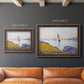 Impressionist coastal harbor at dusk by Paul Signac in an ornate bronzed mahogany wood frame shown in multiple size options.