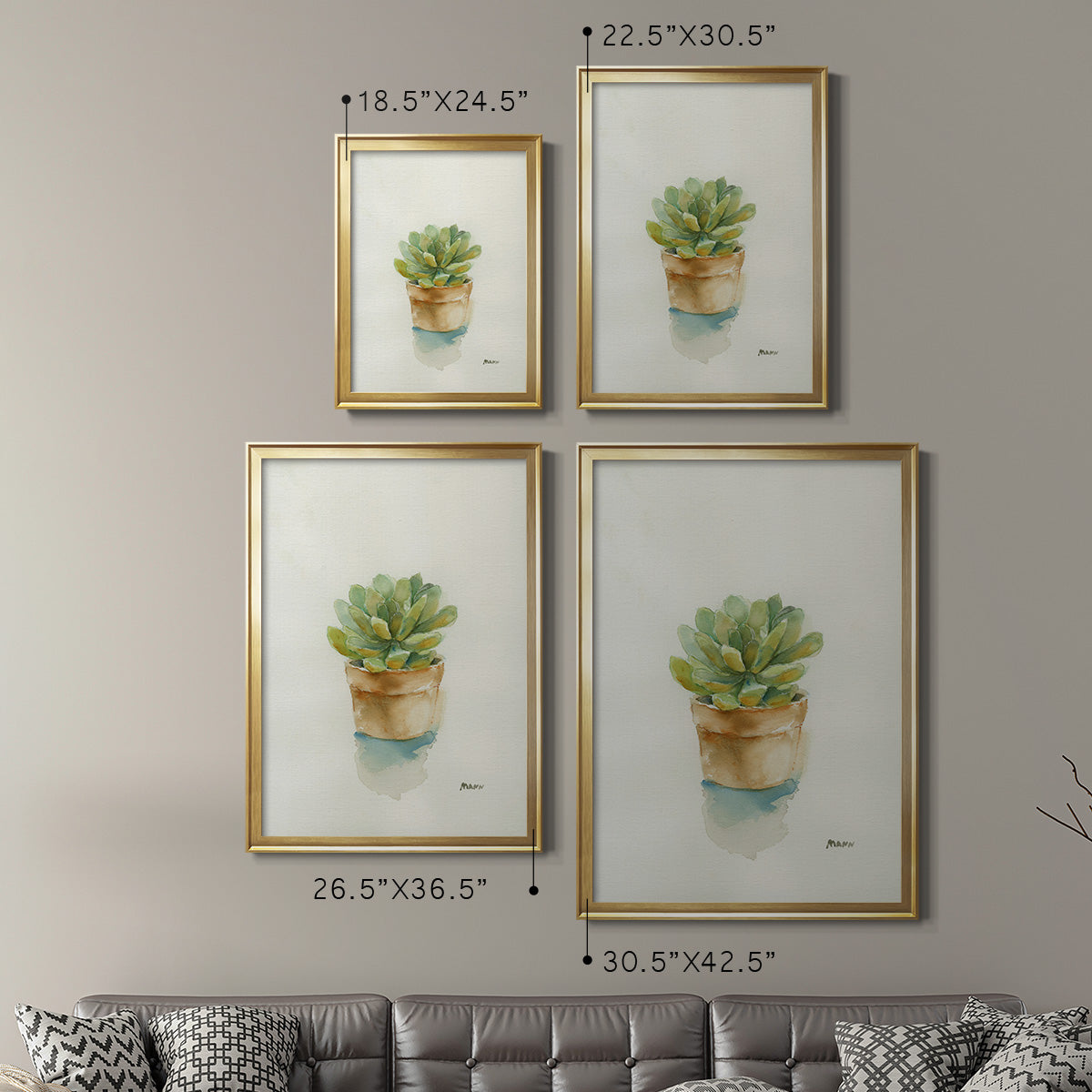 Succulent II - Modern Framed Canvas Print