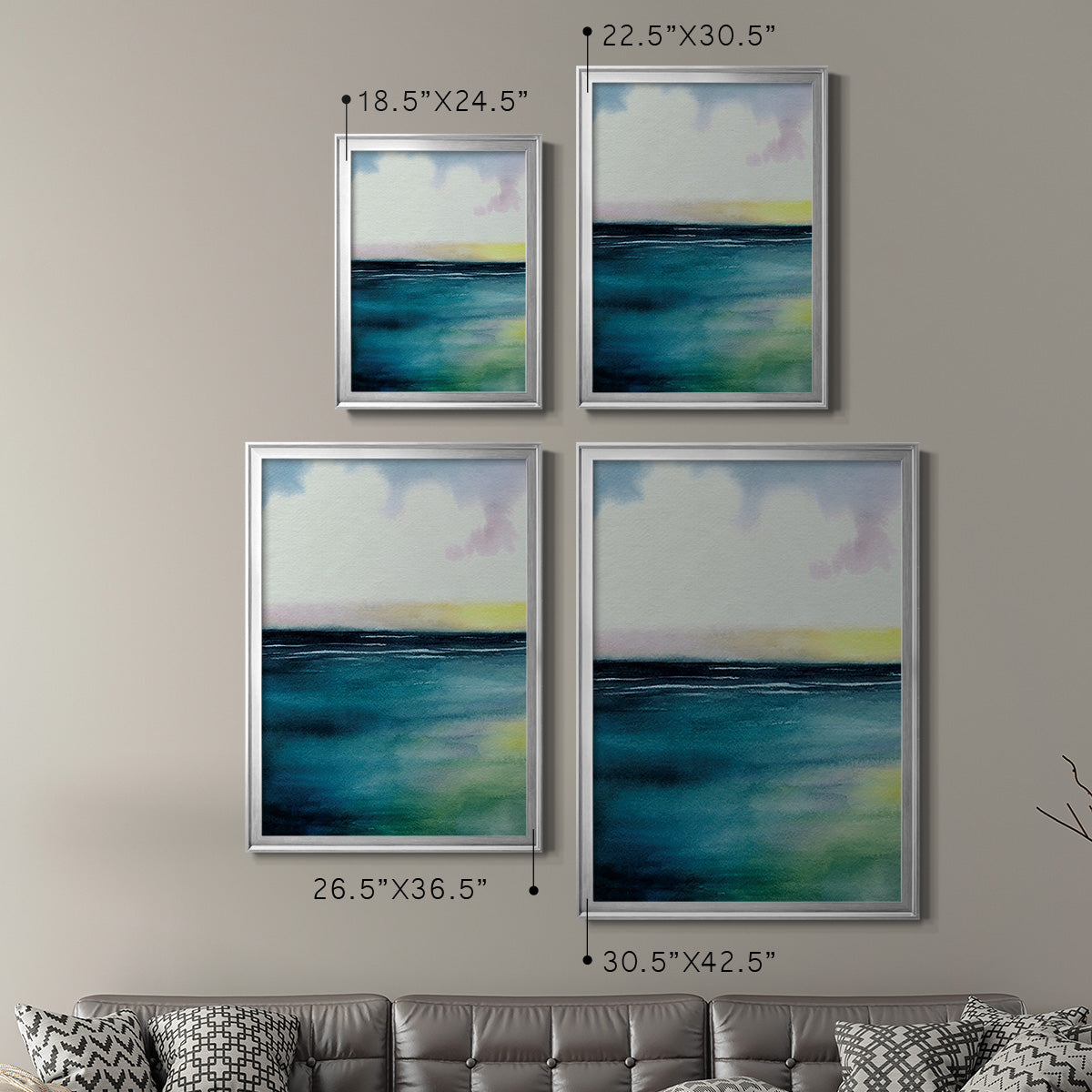 Sherbet Sunset Diptych I - Modern Framed Canvas Print