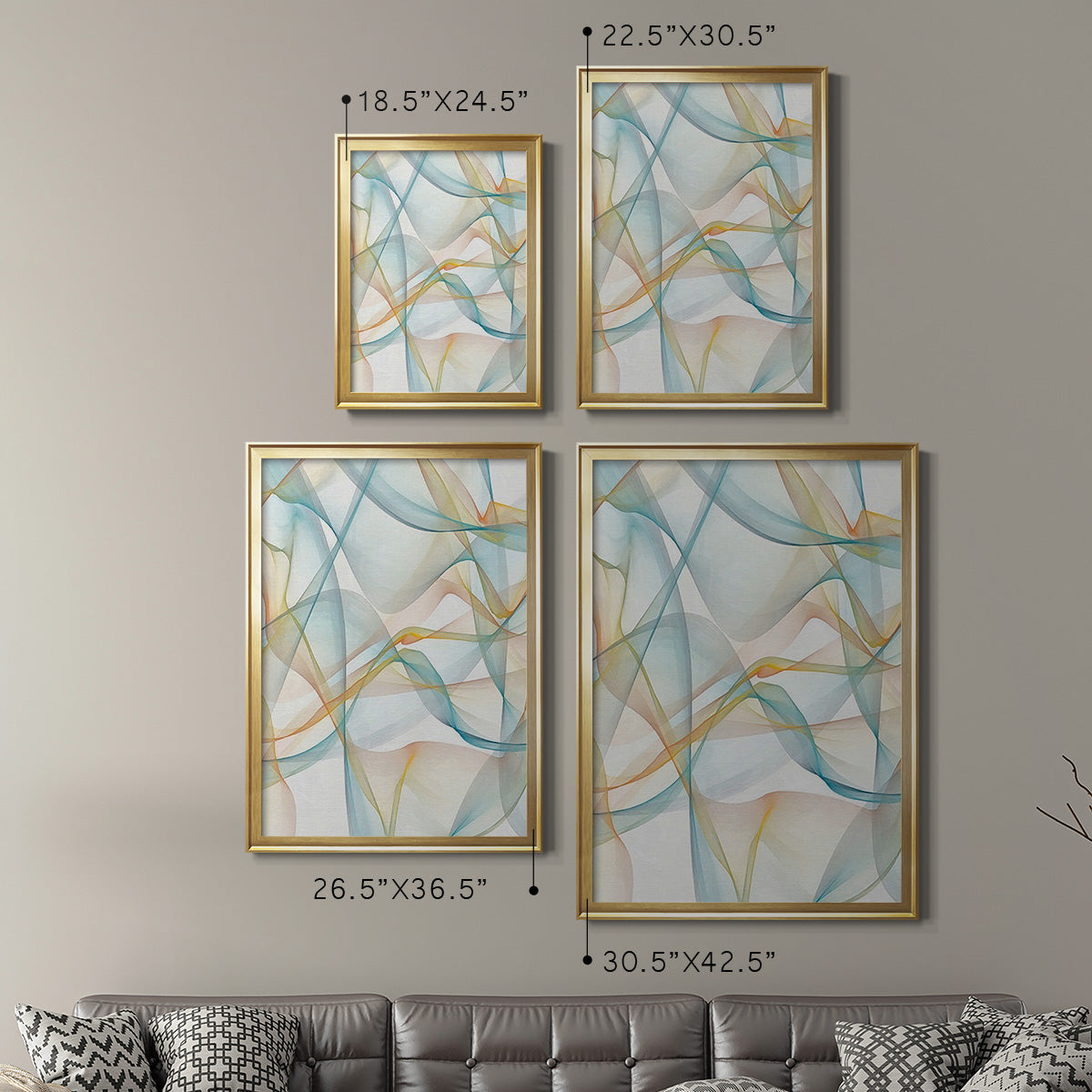 Curves and Waves IV - Modern Framed Canvas Print