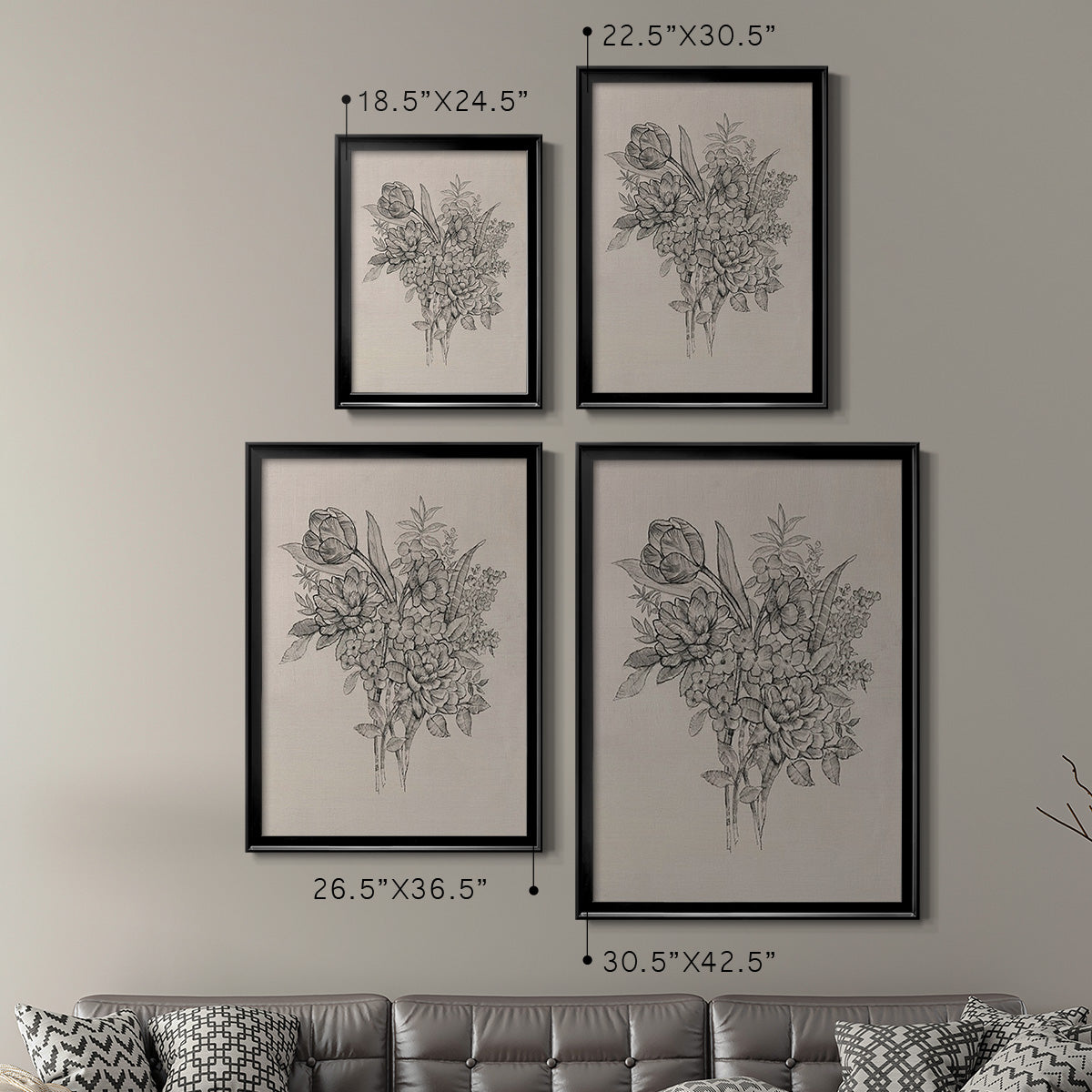 Floral Bouquet I - Modern Framed Canvas Print