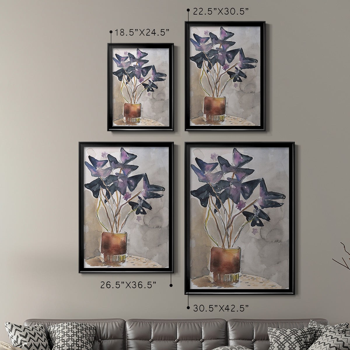 Oxalis in Vase I - Modern Framed Canvas Print