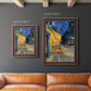 Impressionist night café street scene by Vincent van Gogh in an ornate bronzed mahogany wood frame shown in multiple vertical size options.