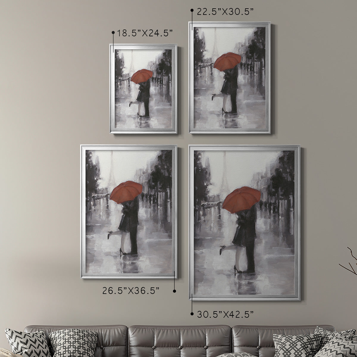 Caught in the Rain - Modern Framed Canvas Print