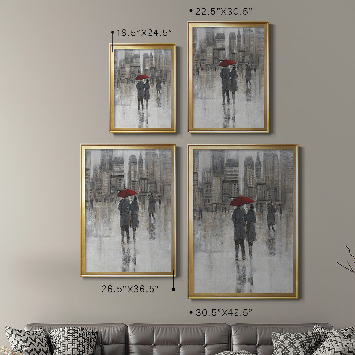 Rain in The City I - Modern Framed Canvas Print