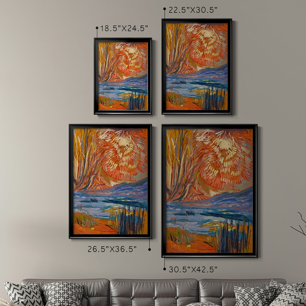 Cadmium Winter Solstice II - Modern Framed Canvas Print