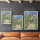 Impressionist garden landscape painting by Claude Monet in an ornate champagne frame shown in multiple vertical size options.
