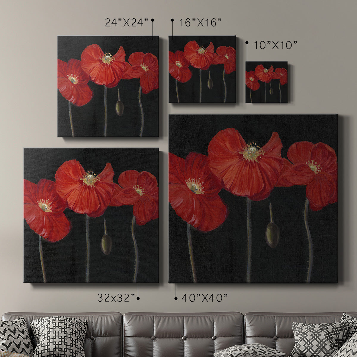 Poppy Trio I - Canvas Art Print