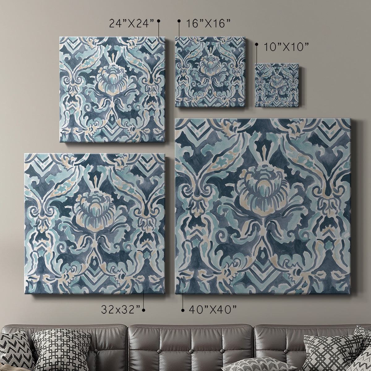 Blue & Khaki Motif IV - Canvas Art Print