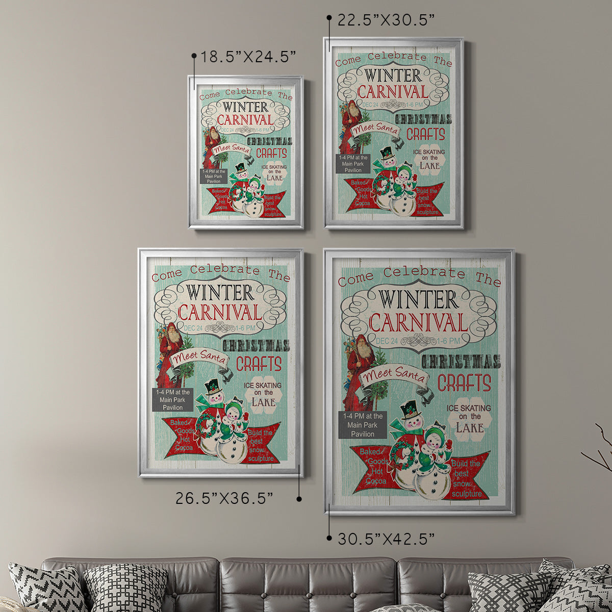 Bright Christmas Carnival - Modern Framed Canvas Print