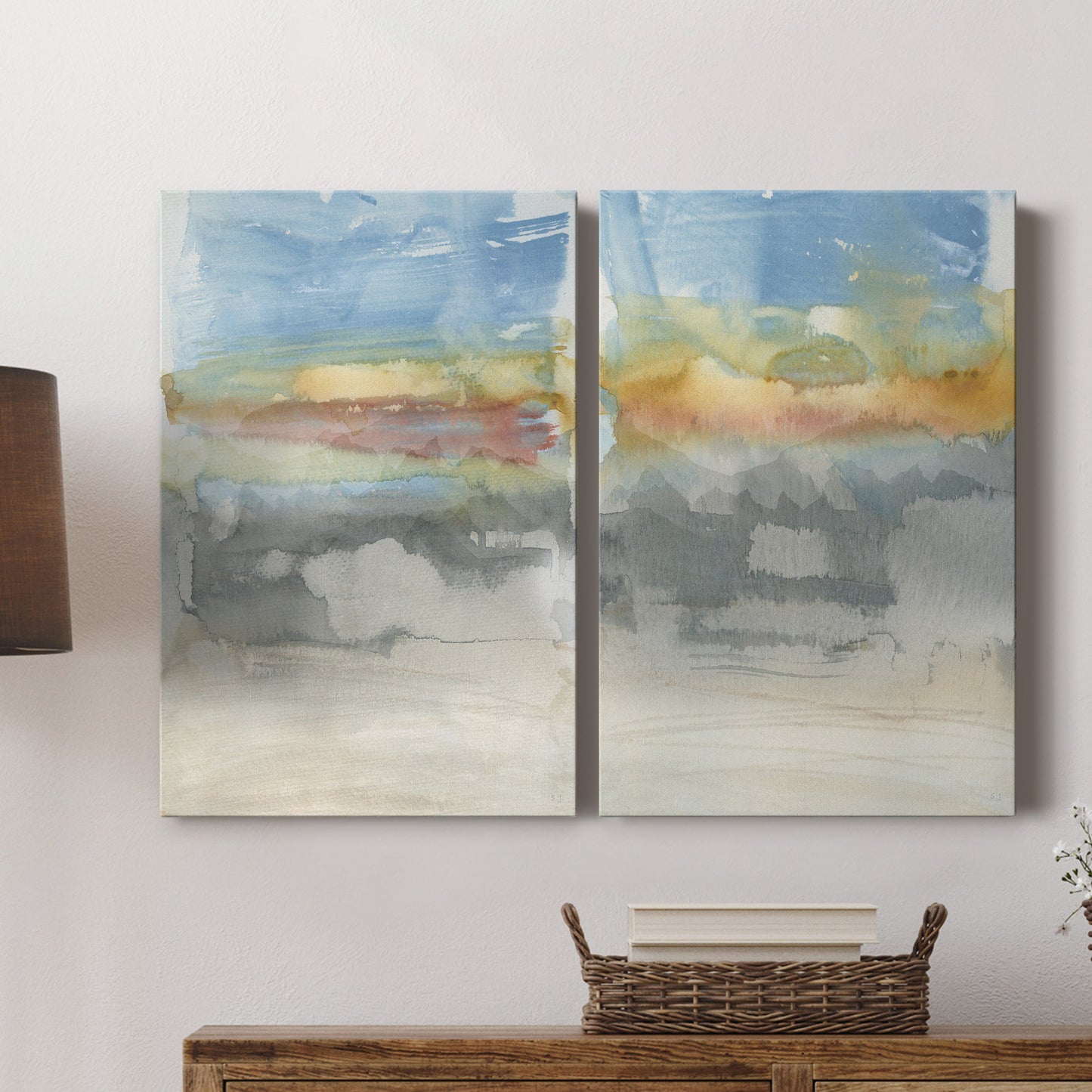 High Desert Sunset I Premium Gallery Wrapped Canvas - Ready to Hang - Set of 2 - 8 x 12 Each