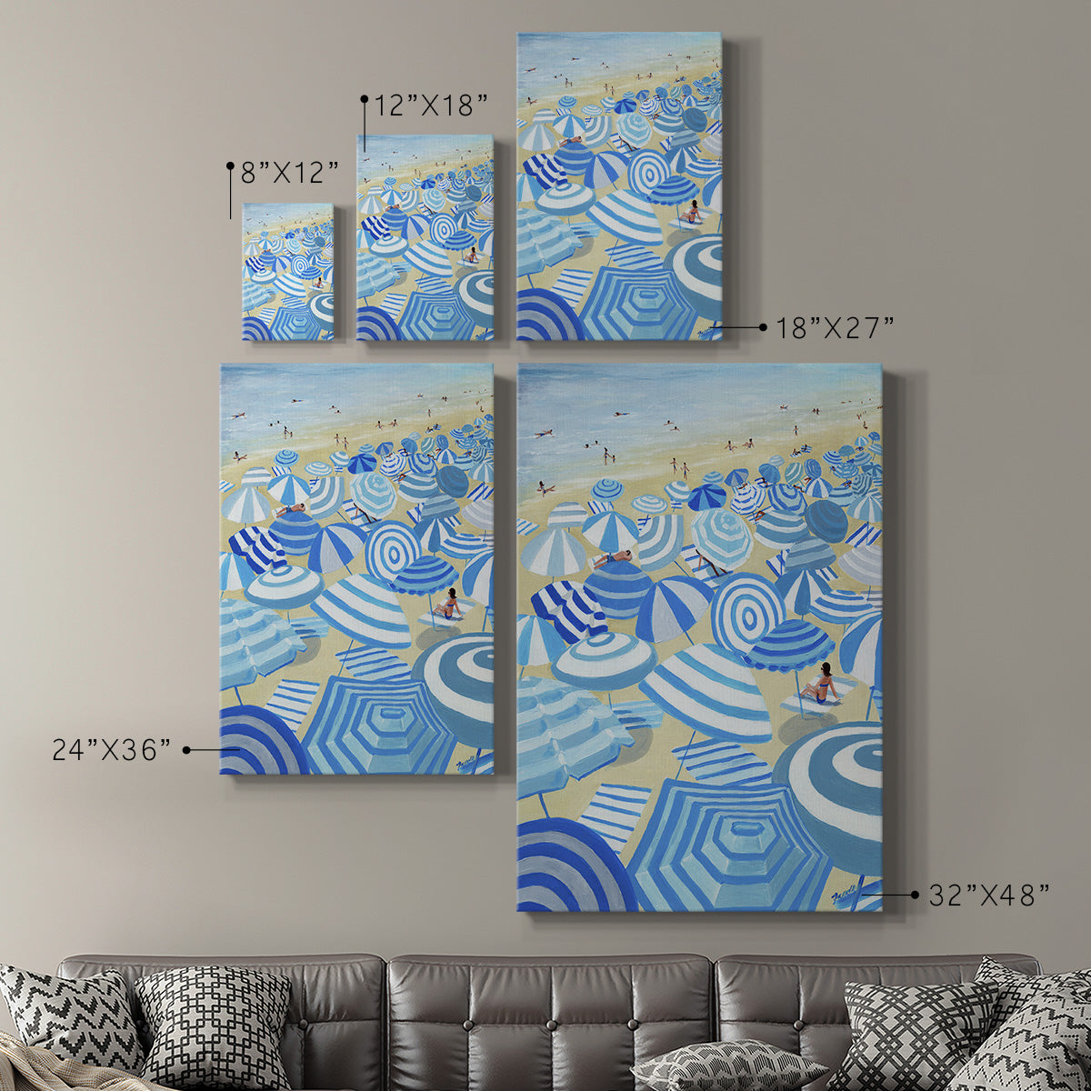 Sky Blue Beach Premium Gallery Wrapped Canvas - Ready to Hang