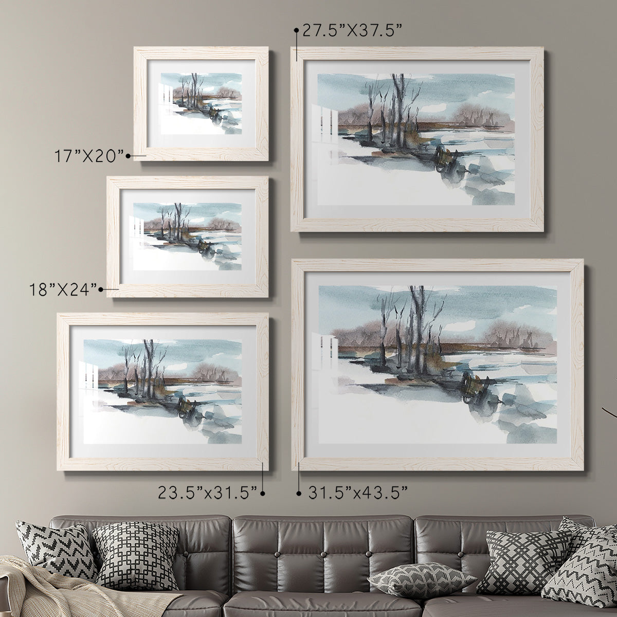 Winter Stream Watercolor II - Barnwood Framed Art Print