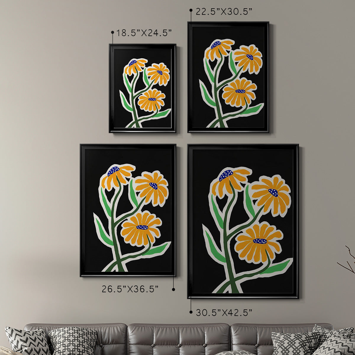 Pop Flowers I - Modern Framed Canvas Print