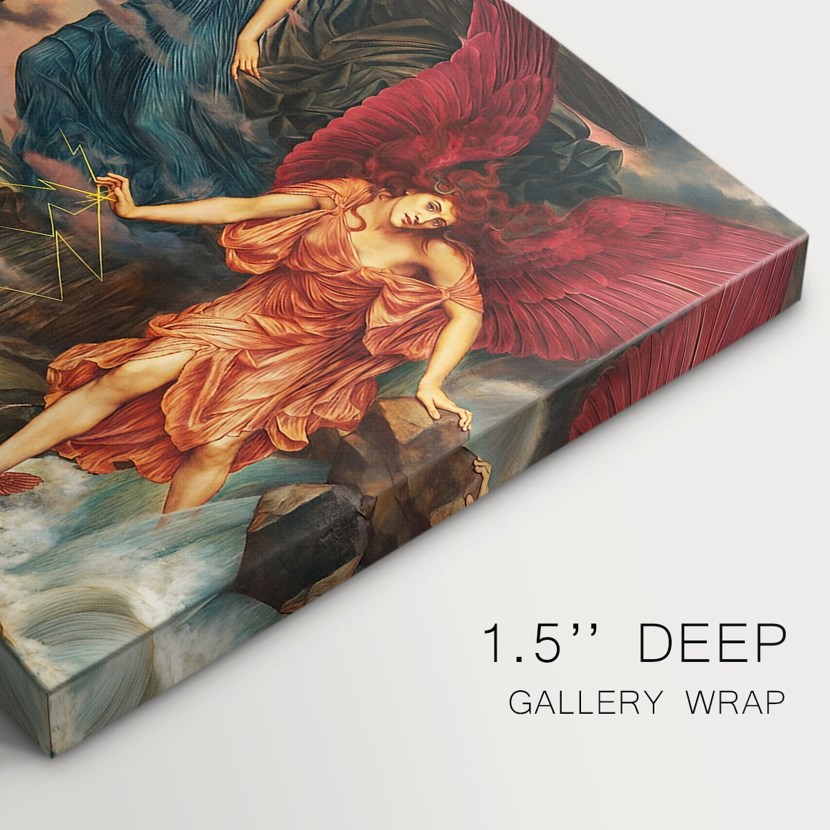 Canvas art print of multiple figures swirling through sky representing storm forces in motion, highlighting texture and gallery-wrapped edges
