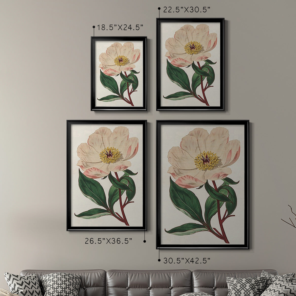 Pink Floral Mix VII - Modern Framed Canvas Print