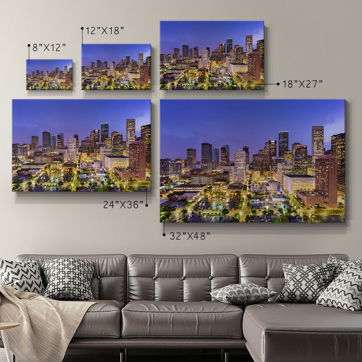 Houston Texas Skyline Premium Gallery Wrapped Canvas - Ready to Hang