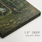 Close-up of a gallery-wrapped canvas corner showing a quiet nature composition with subtle detail, highlighting texture and print detail.