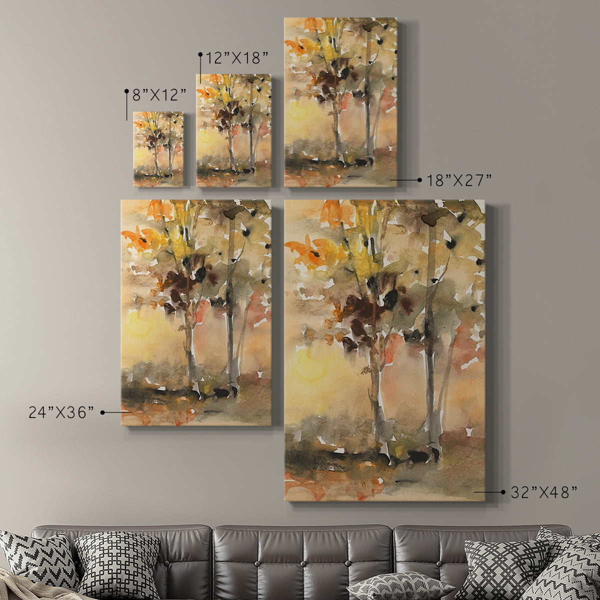 Fall Foliage Watercolor II Premium Gallery Wrapped Canvas - Ready to Hang