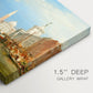 Canvas art print of a Venetian waterfront with boats and iconic buildings, highlighting texture and gallery-wrapped edges
