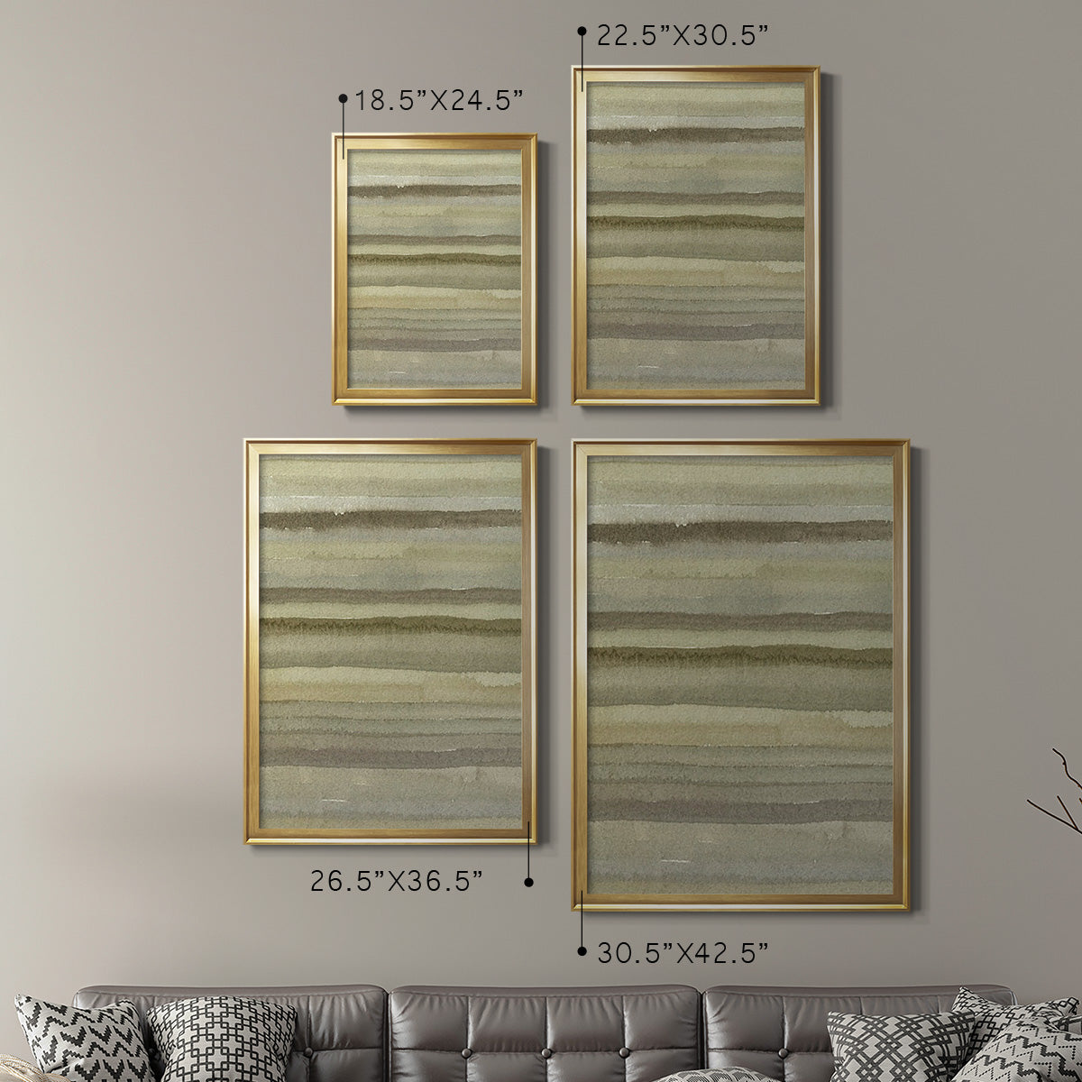 Lines in Neutral II - Modern Framed Canvas Print
