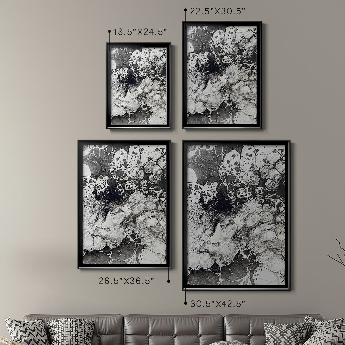 Marbling IX - Modern Framed Canvas Print