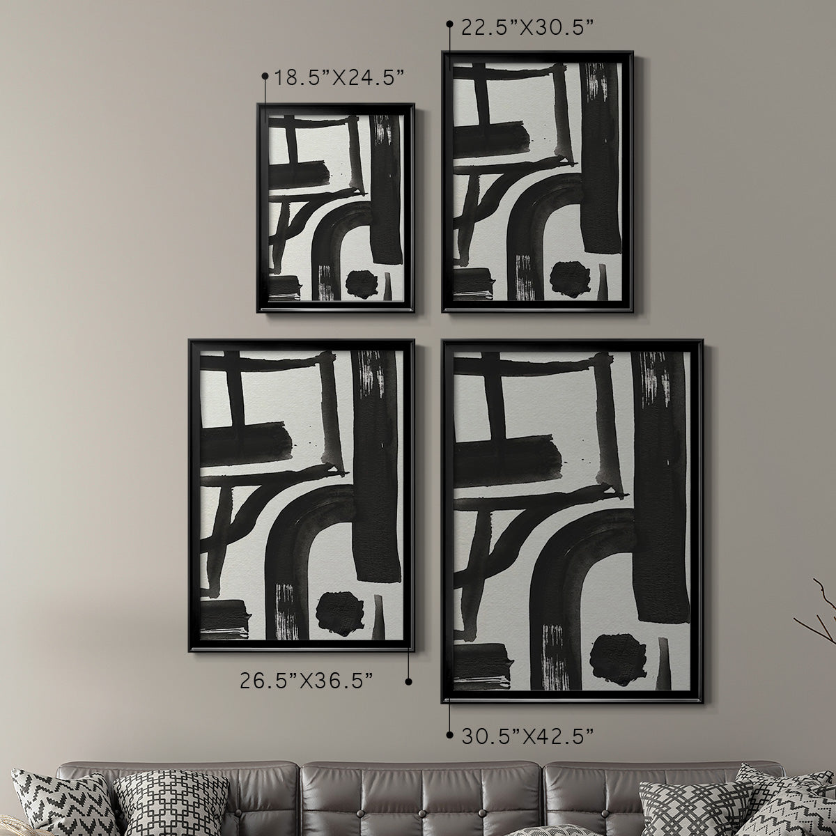Inkwell Intersect I - Modern Framed Canvas Print