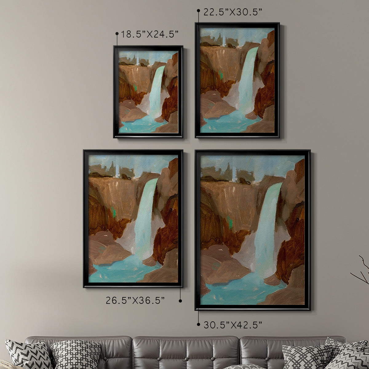 Turquoise Falls II - Modern Framed Canvas Print